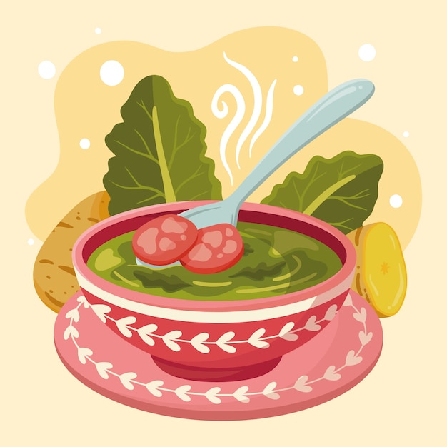 Hand drawn caldo verde food illustration