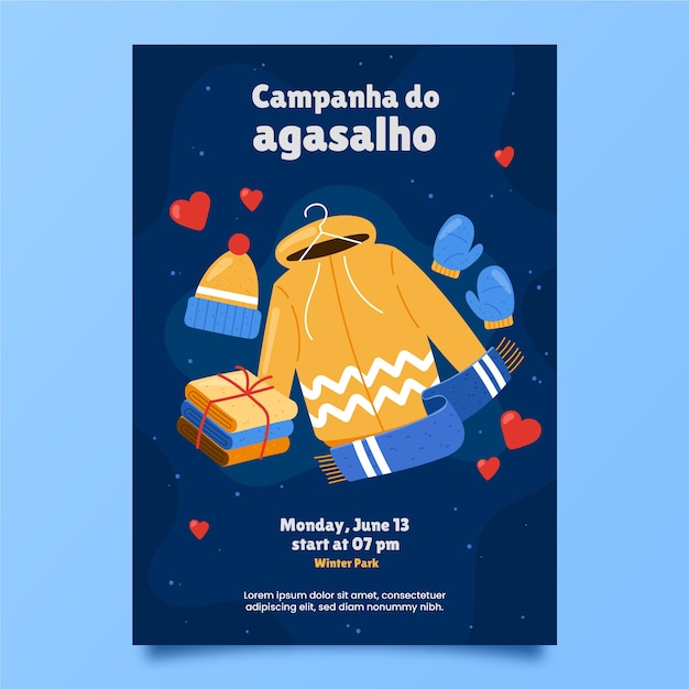 Hand drawn campanha do agasalho vertical poster template