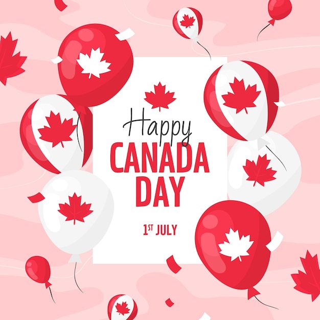 Free Vector hand drawn canada day balloons background