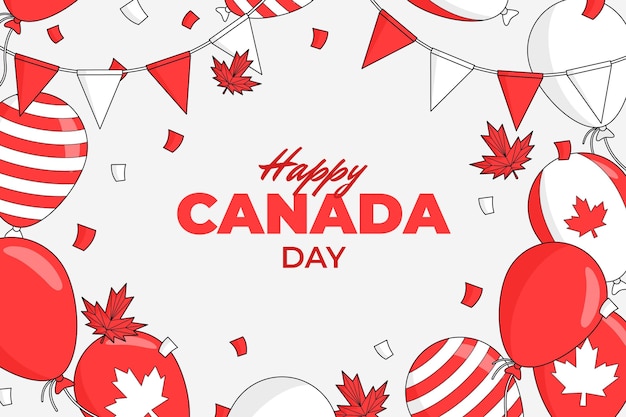 Hand drawn canada day balloons background