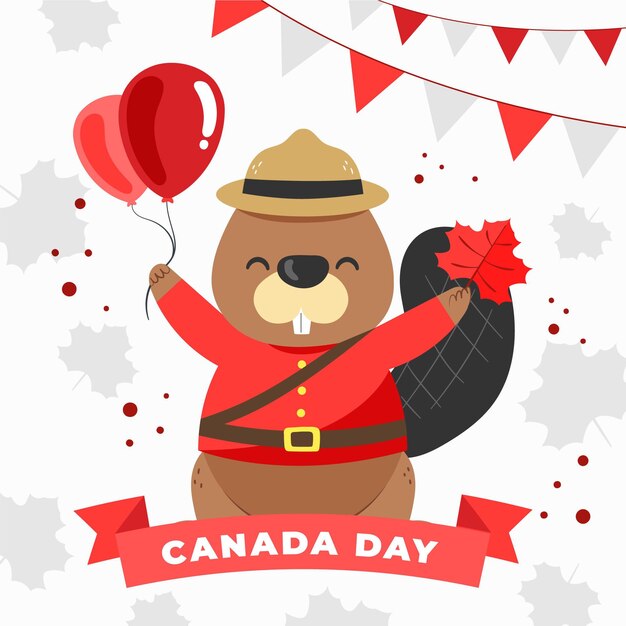 Hand drawn canada day illustration