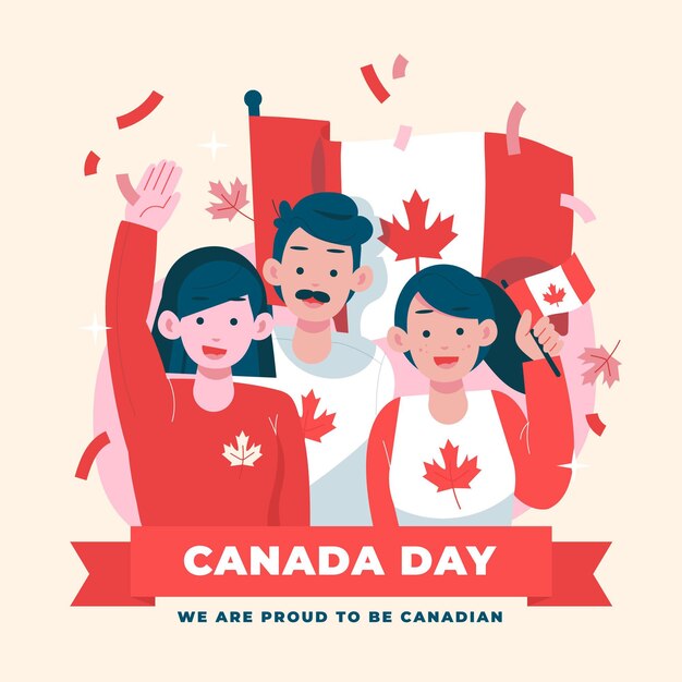 Hand drawn canada day illustration