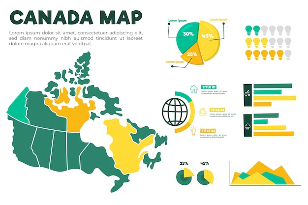 Hand drawn canada map infographic