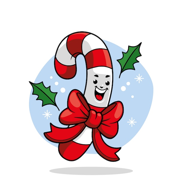 Hand drawn candy cane cartoon illustration