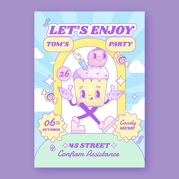 Hand drawn candy colors  poster template