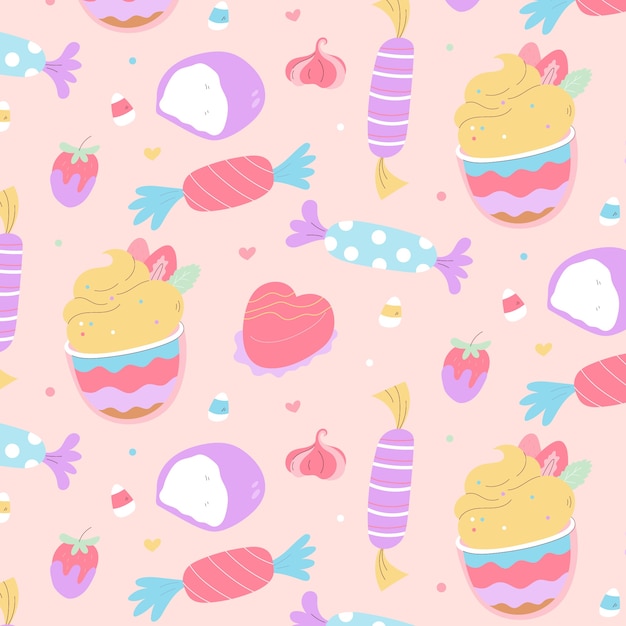 Free Vector hand drawn candy pastel color pattern