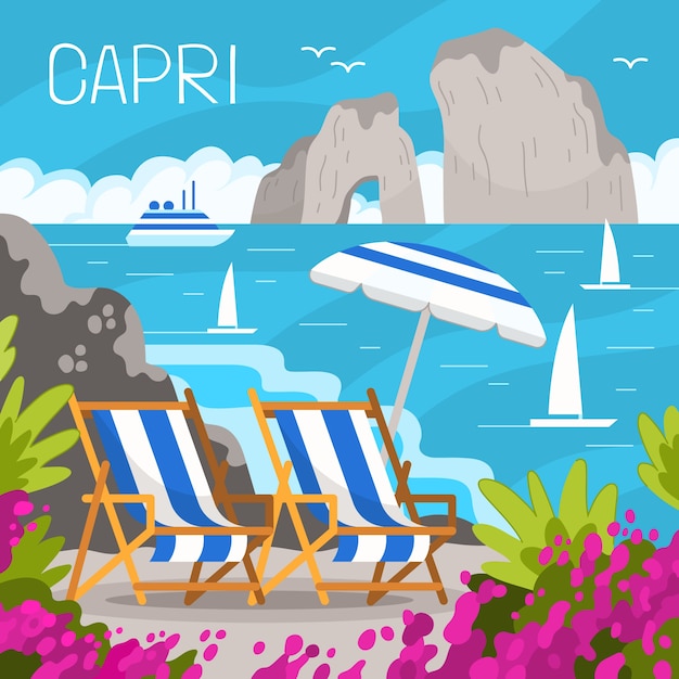 Hand drawn capri illustration