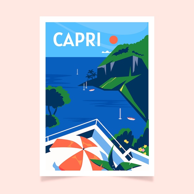 Free Vector hand drawn capri poster template