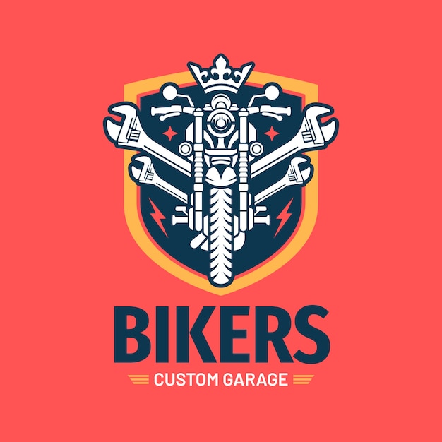 Hand drawn car biker logo design