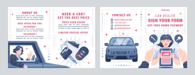 Hand drawn car dealer brochure