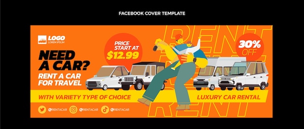 Free Vector hand drawn car rental facebook cover