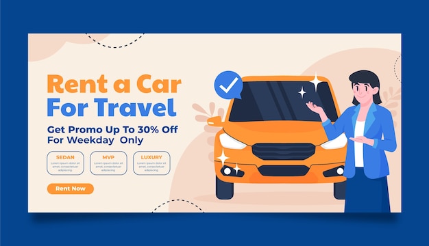 Hand drawn car rental template design