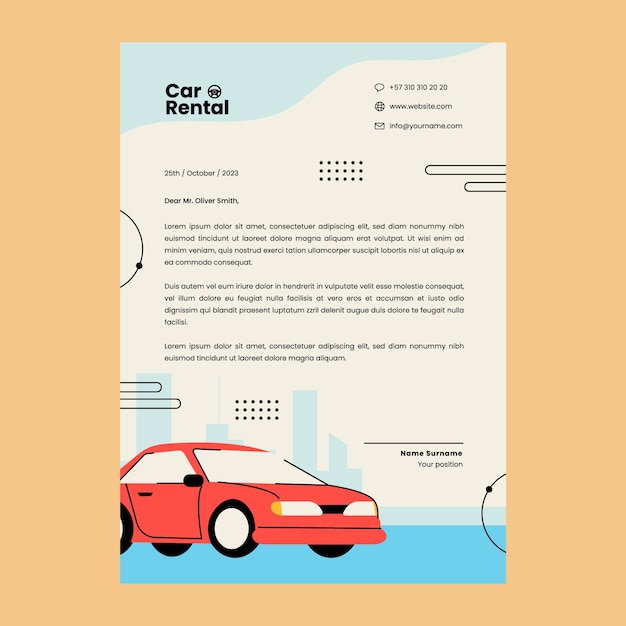 Free Vector hand drawn car rental template