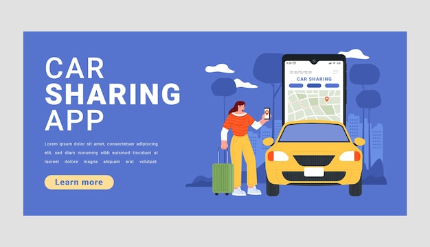 Free Vector hand drawn car sharing landing page