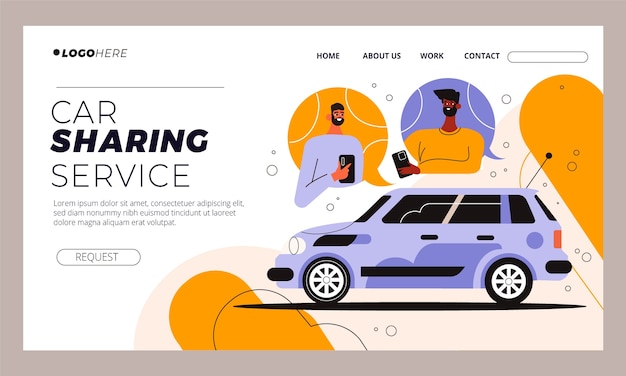 Free Vector hand drawn car sharing landing page