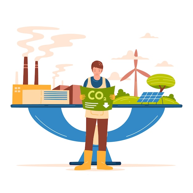 Free Vector hand drawn carbon neutral illustration