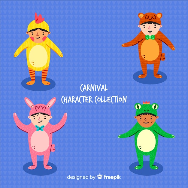 Free Vector hand drawn carnival character collection