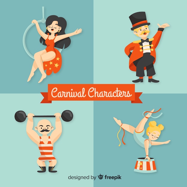 Free Vector hand drawn carnival character collection