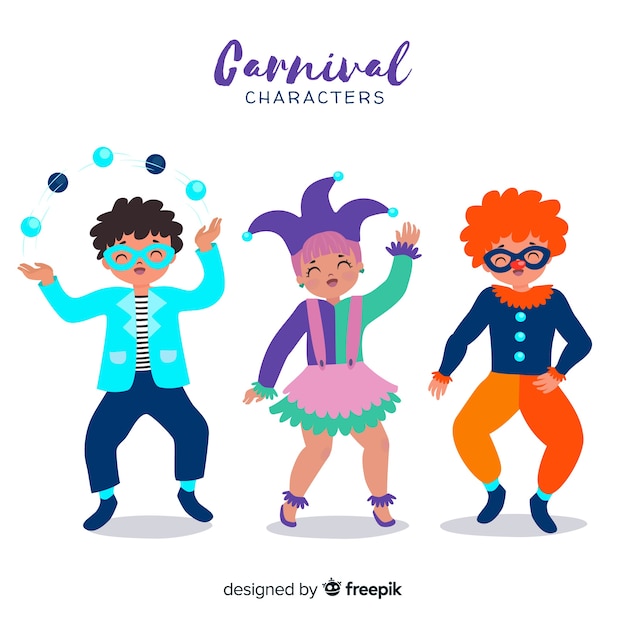 Free Vector hand drawn carnival characters