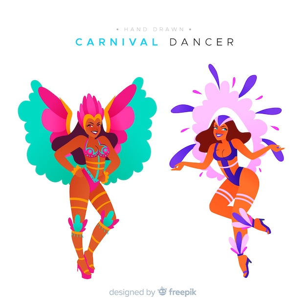 Hand drawn carnival dancer collection