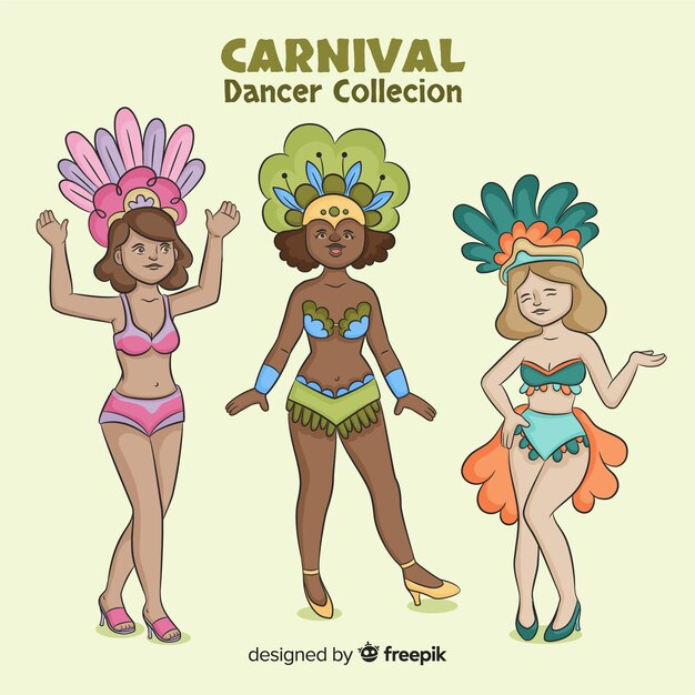 Hand drawn carnival dancer collection