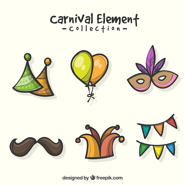 Hand drawn carnival element collection