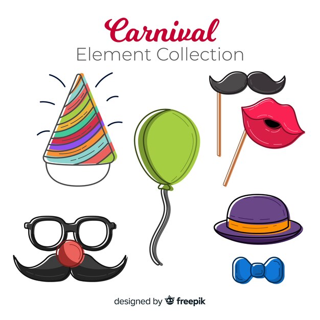 Hand drawn carnival element collection