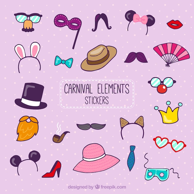 Free Vector hand drawn carnival element stickers