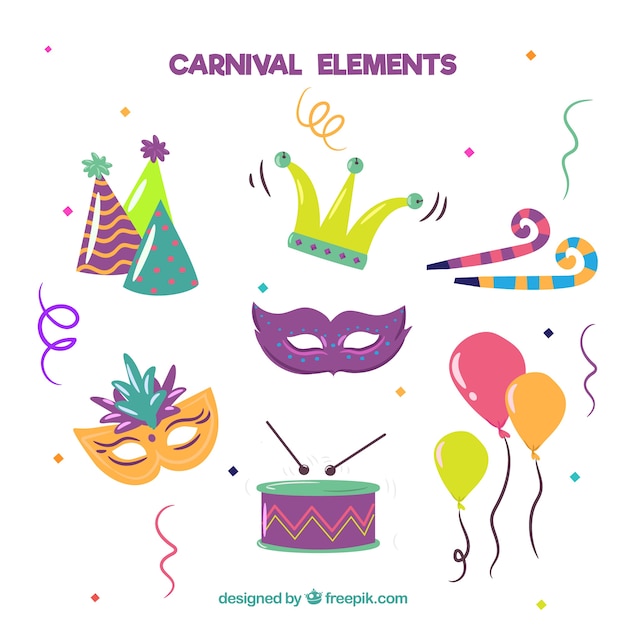 Hand drawn carnival elements collection