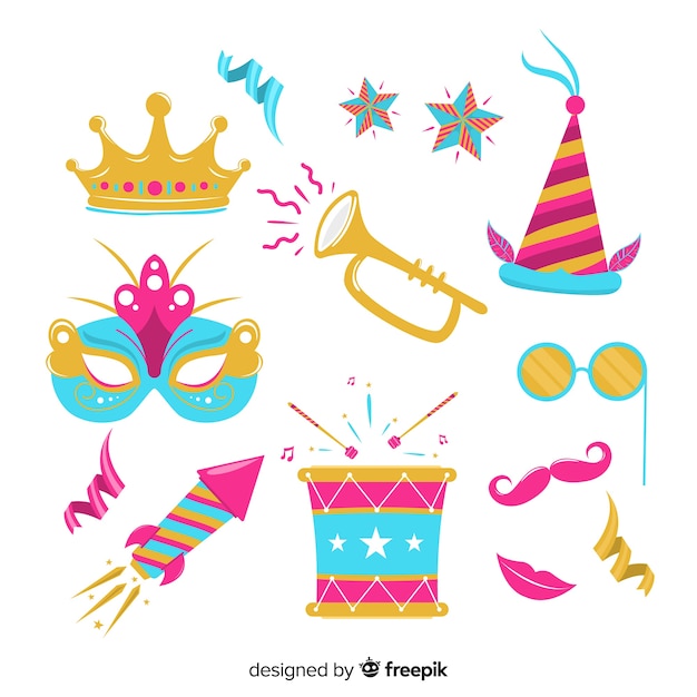 Free Vector hand drawn carnival elements set