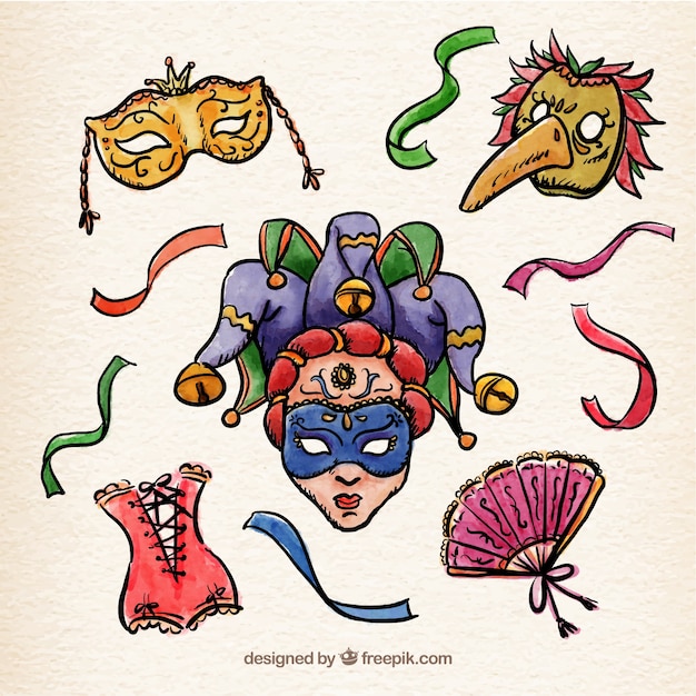 Free Vector hand drawn carnival elements