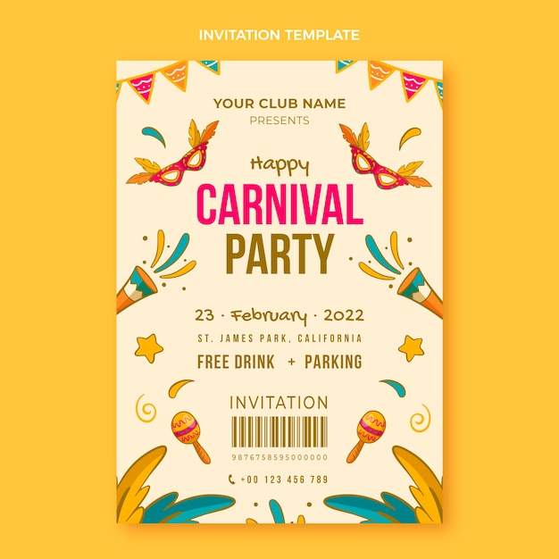 Hand drawn carnival invitation template