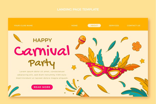 Hand drawn carnival landing page template