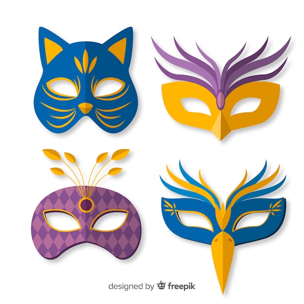 Hand drawn carnival mask collection