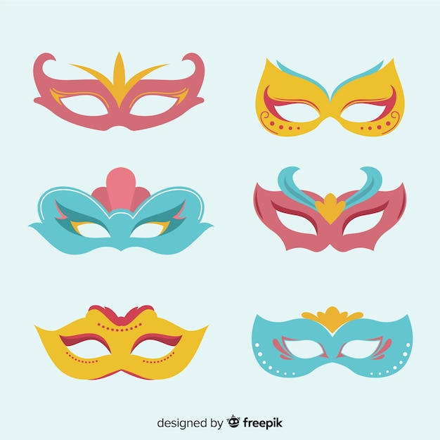 Hand drawn carnival mask set