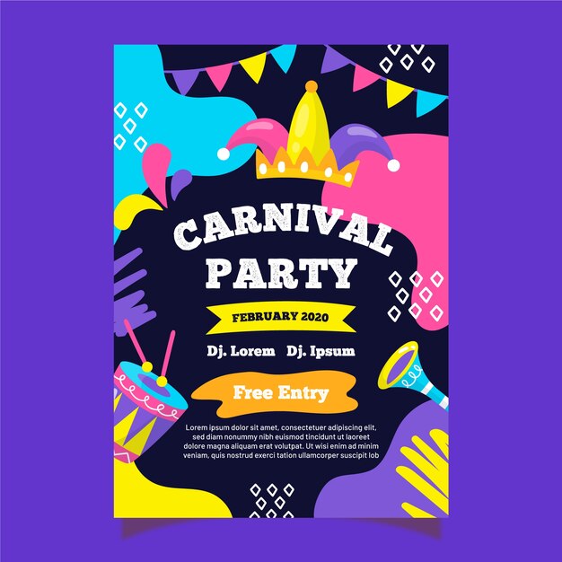 Hand-drawn carnival party flyer template