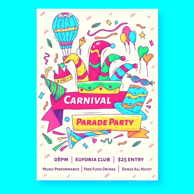 Hand-drawn carnival party flyer