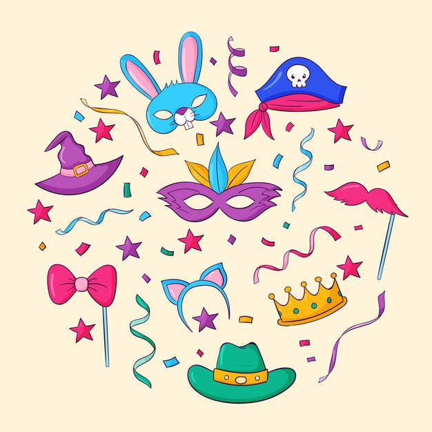 Hand drawn carnival party photo booth collection