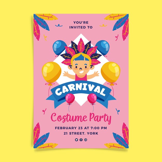 Hand drawn carnival party poster template