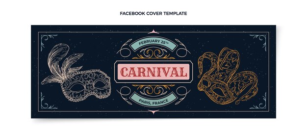 Hand drawn carnival social media cover template