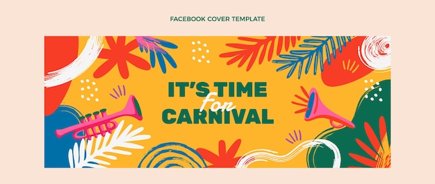 Hand drawn carnival social media cover template