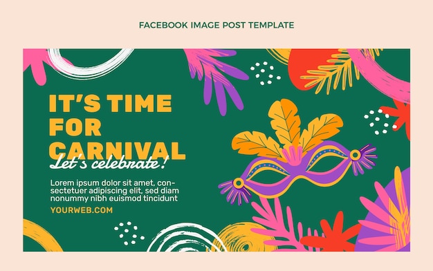 Hand drawn carnival social media post template