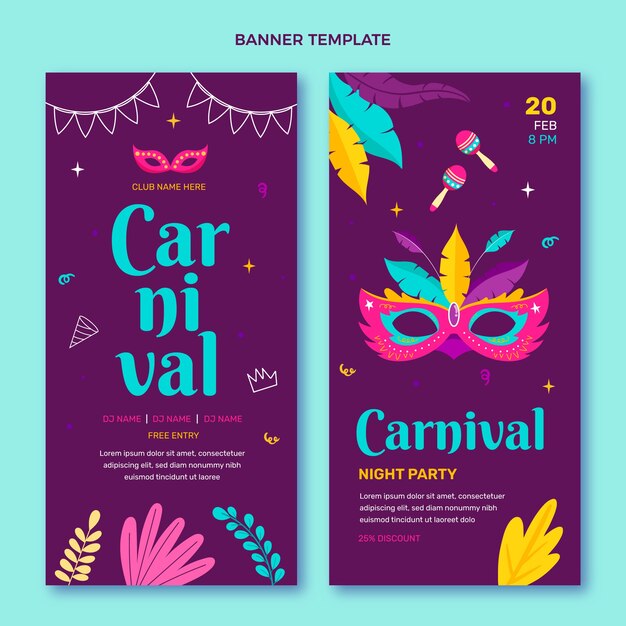 Hand drawn carnival vertical banners set