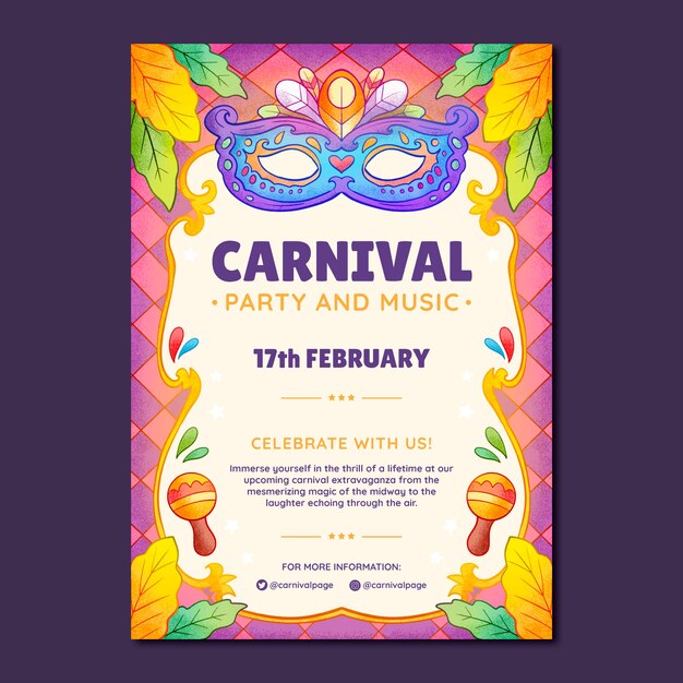 Hand drawn carnival vertical poster template