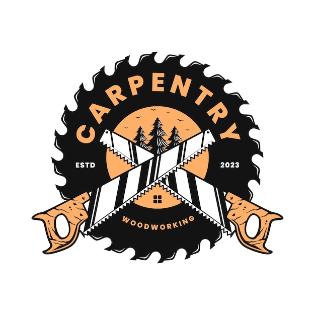 Free Vector hand drawn carpenter logo design