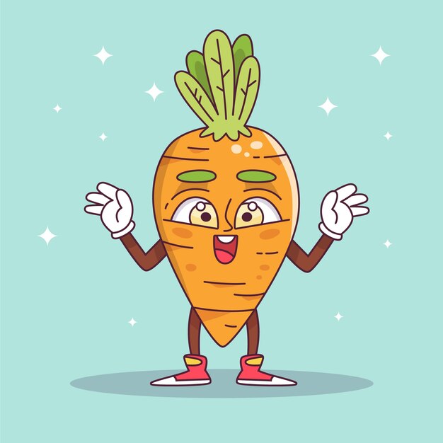 Hand drawn carrot cartoon illustration