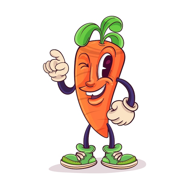 Hand drawn carrot cartoon illustration