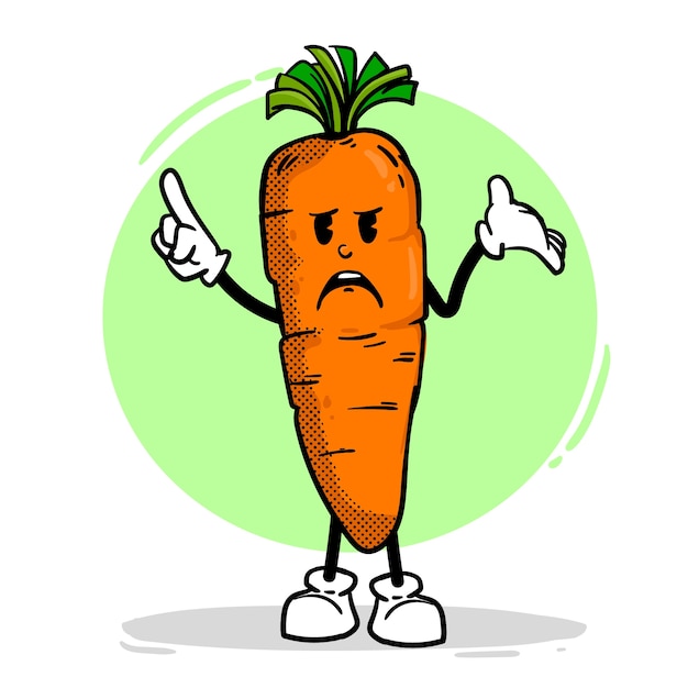 Hand drawn carrot cartoon illustration