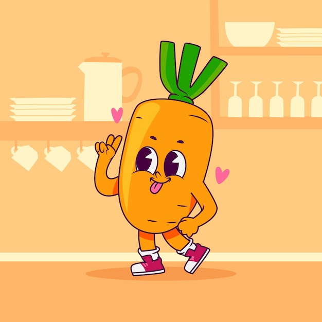 Free Vector hand drawn carrot cartoon illustration