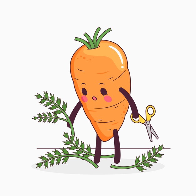 Hand drawn carrot cartoon illustration